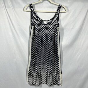 Club Monaco Sz 2 (Small) Sleeveless 100% Silk Tank Dress Blue White Geometric